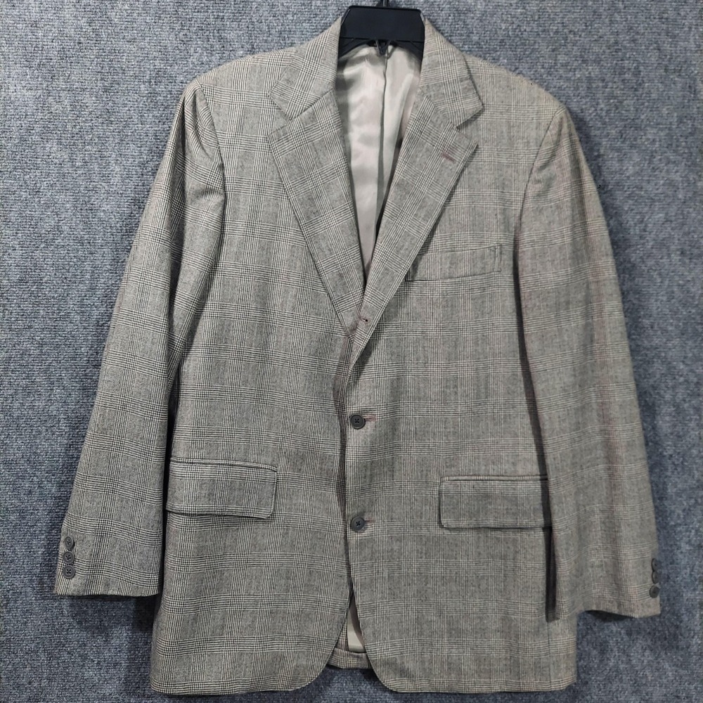 Vintage J. Press Blazer Mens 42R Gray Wool‎ Plaid Tweed Sport Coat Made In USA